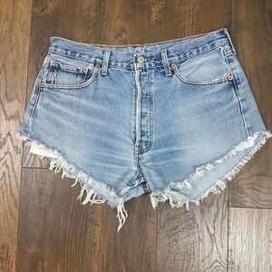Levi’s High Waist Button Fly Cutoff Light Wash Jean Shorts